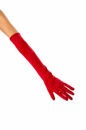 Stretch Satin Gloves - Red