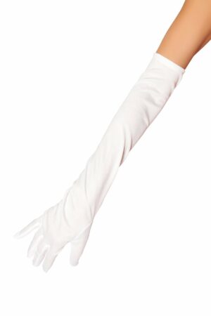 Stretch Satin Gloves - White