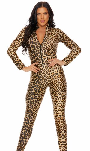 Leopard Zipfront Jumpsuit