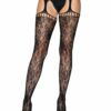 Karina Lace Garter Belt Stockings - Black