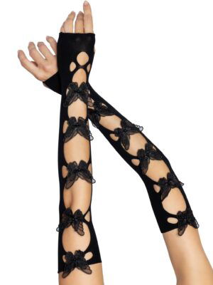 Butterfly Cut Out Arm Warmers - Black