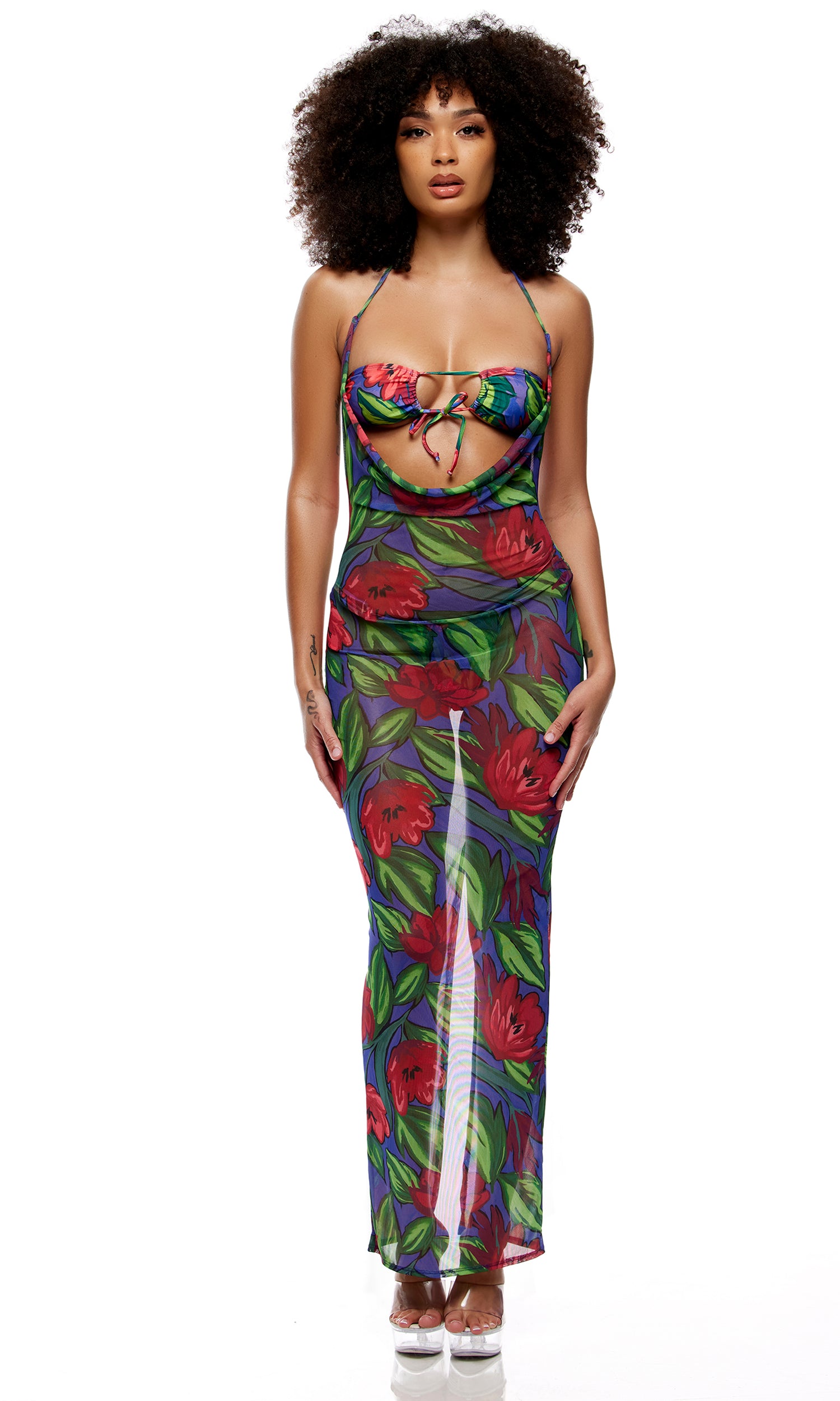 Amalfi Mesh Pool Maxi Dress - Painted Flora