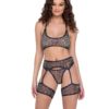Sequin Fishnet Garter Belt
