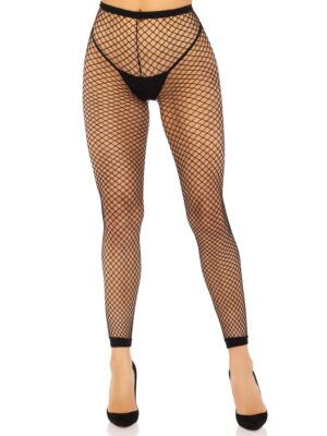 Delilah Fishnet Footless Tights - Black