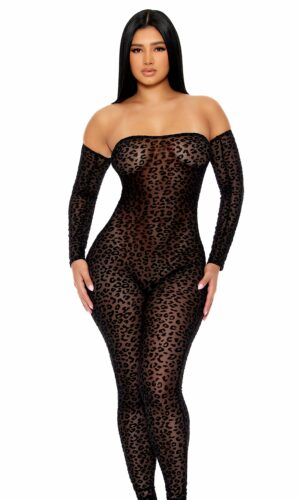 That's The Spot Off The Shoulder Leopard Jumpsuit