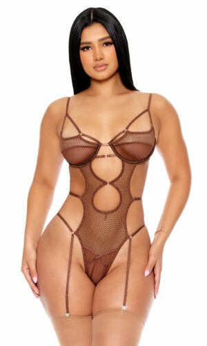 Caught Up O-Net Strappy Teddy Set - Brown