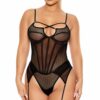Caught Up O-Net Corset Style Teddy - Black