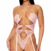 Pull My Strings Mesh Halterneck Teddy - Orchid