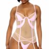 Catch My Wave Mesh Bustier Lingerie Set - Orchid