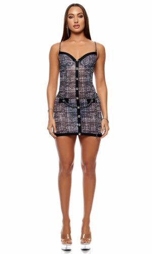 Keep It Classy Mesh Chemise Lingerie Set - Black/White