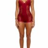 Self Care Ribbed Lace Romper - Wine