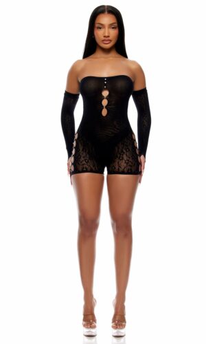Cross your Mind Romper Bodystocking Lingerie Set