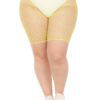 Plus Troublemaker Fishnet Biker Shorts - Neon Yellow