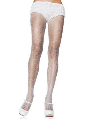 Risa Nylon Fishnet Tights - White