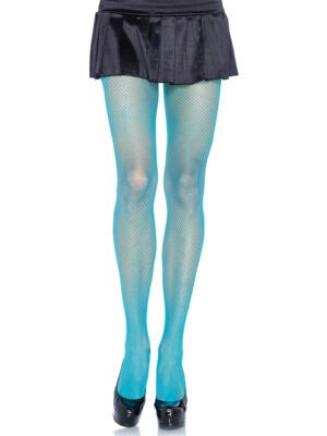Risa Nylon Fishnet Tights - Neon Blue