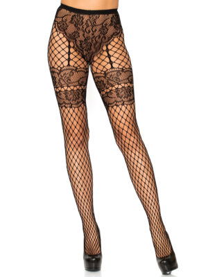 Sheila Faux Garter Tights - Black