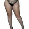 Allegra Plus Size Backseam Fishnet Tights - black