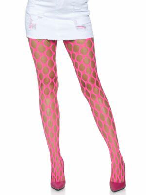Ivy Pothole Net Tights - Neon Pink