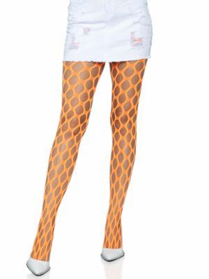 Ivy Pothole Net Tights - Neon Orange