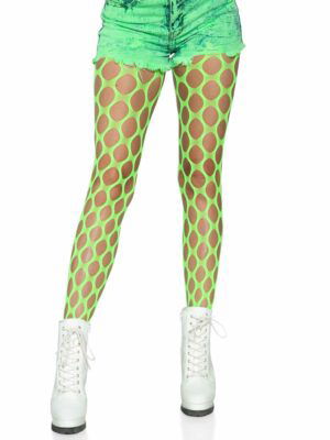 Ivy Pothole Net Tights - Neon Green