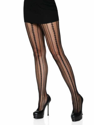 Eve Vintage Pinstripe Net Tights - Black