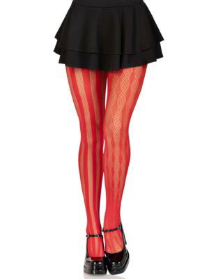 Harlequin Net Tights - Red