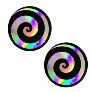 Care Bare Stare Holographic Spiral on Black Malice Glitter Nipple Cover Pasties