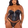 Lust & Leather Plus Size Corset 2-Piece Set