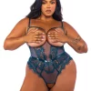 Eden Plus Size Open-Cup Crotchless Teddy