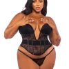 Belle Noir Plus Size 2-Piece Corset Set