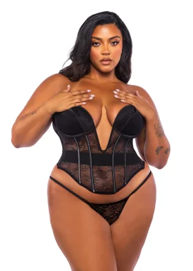 Belle Noir Plus Size 2-Piece Corset Set