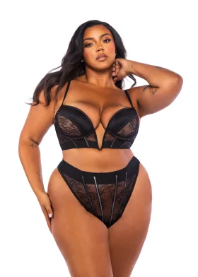 Belle Noir Plus Size 2-Piece Bustier Set