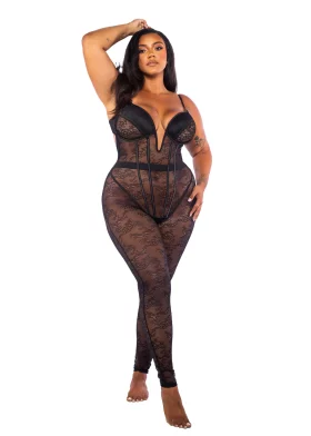 Belle Noir Plus Size Catsuit