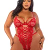 Baroque Heart Plus Size Crotchless Teddy