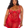 Baroque Heart Plus Size Babydoll 2-Piece Set