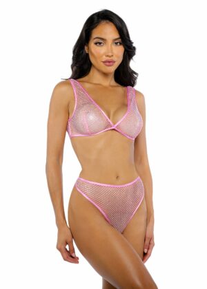 Think Pink Rhinestone Tube 2-Piece Short Set - Pink