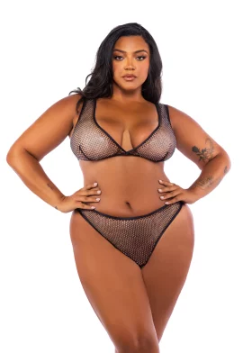 Think Pink Plus Size Rhinestone Teddy - Black