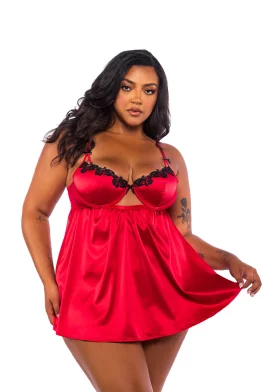 Love & Lust Plus Size Babydoll 2-Piece Set