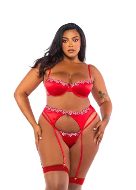 Peppermint Kiss Plus Size 3-Piece Garter Set