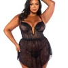 Belle Noir Plus Size Babydoll 2-Piece Set