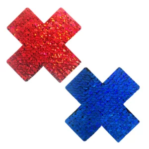 American Spirit Blue and Red Flip Sequin X Factor Nipple Cover Pasties
