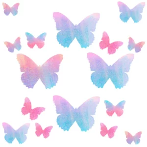Pink & Blue Holographic Blacklight Butterfly Nipple Sticker Crop Top