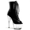 7" Heel, 2 3/4" PF Peep Toe Lace-Up Ankle Boot, Side Zip