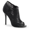**5" Heel, Open Toe Bootie w/ Lace Overlay Lace Mesh