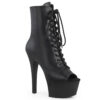 **6" Heel, 2 1/4" PF Open Toe Lace-Up Ankle Boot, Side Zip