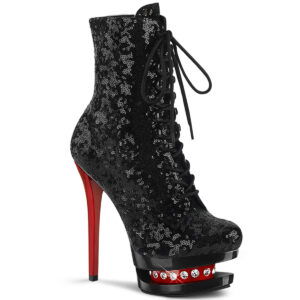 *6" Heel, 1 1/2" PF Two Tone Lace-Up Sequined Ankle Boot