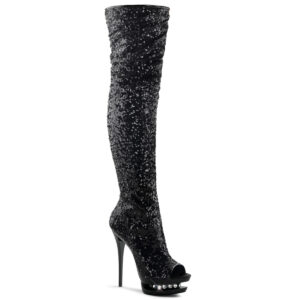 6" Heel, 1 1/2" Dual PF Open Toe Thigh Boot