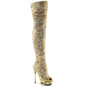 6" Heel, 1 1/2" Dual PF Open Toe Thigh Boot