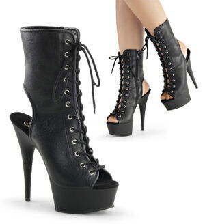 6" Heel, 1 3/4" PF Open Toe/Back Lace-Up Bootie, Side Zip