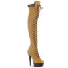 6" Heel, 1 3/4" PF Lace-Up Front Thigh High Boot, Side Zip